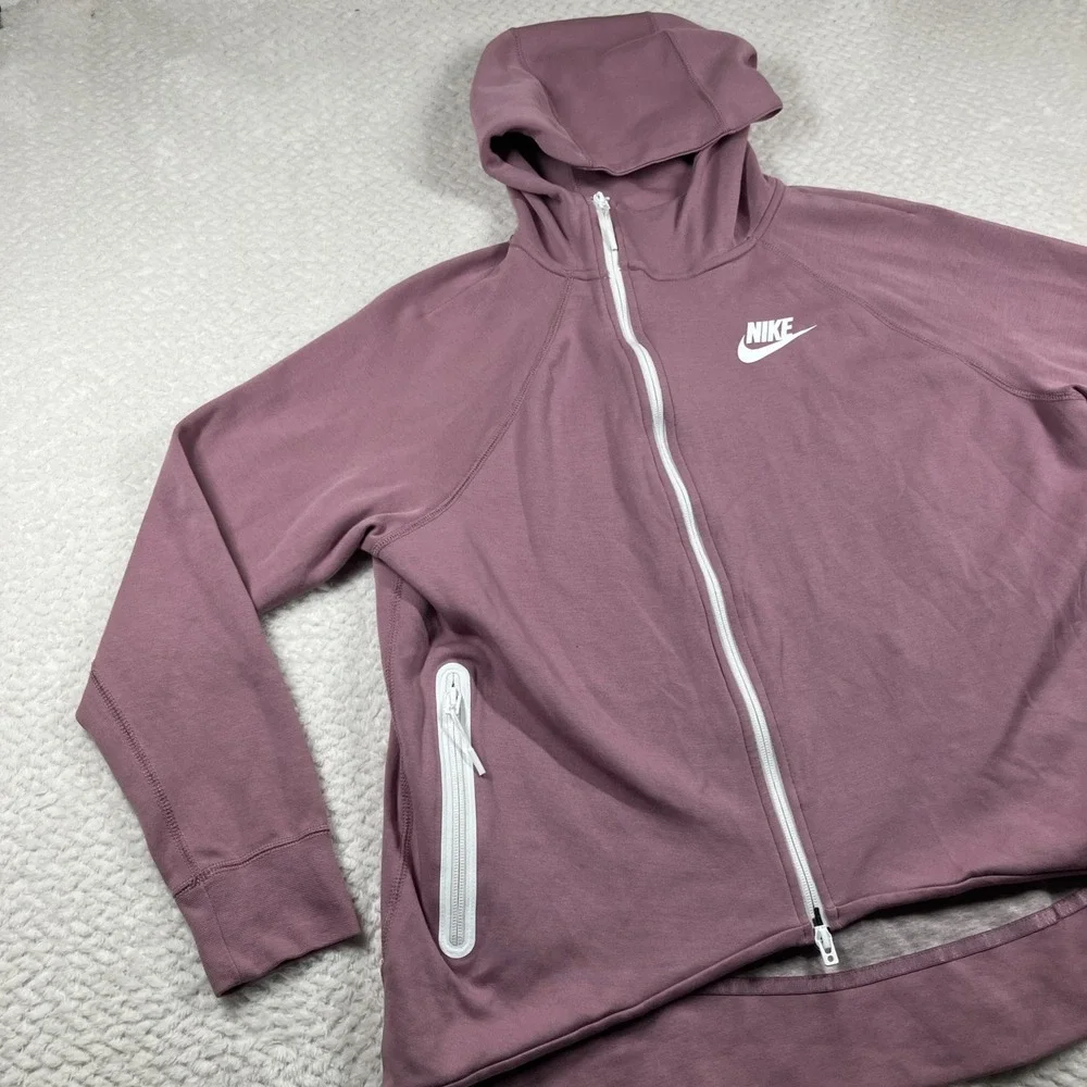 Nike Tech Fleece Zip Up Hoodie Cape Sweatshirt‎ Women's XL Lilac Swoosh Athletic